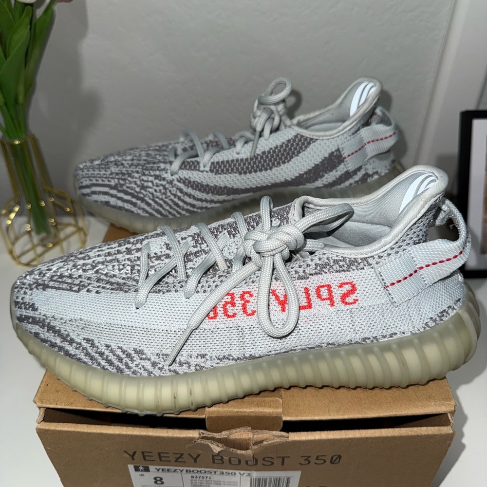 adidas Yeezy Boost 350 V2 Kids Sneakers - Gray and Red